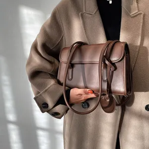 Women PU Leather Shoulder Crossbody Bag Fashion Trendy Underarm Bag Casual Commuting Solid Color Handbag