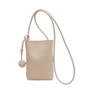 Minimalist women crossbody phone bag, casual solid color PU leather mini shoulder bag.