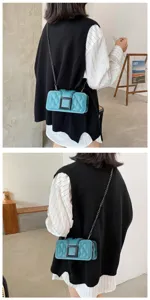 Women quilted crossbody bag fashion trendy shoulder bag stylish chain messenger bag