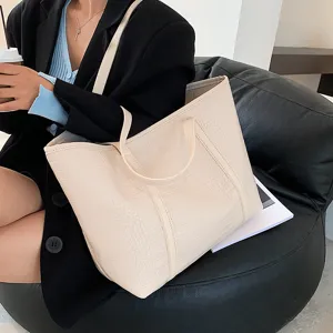 Women large capacity tote bag faux leather crocodile pattern shoulder handbag for daily commute