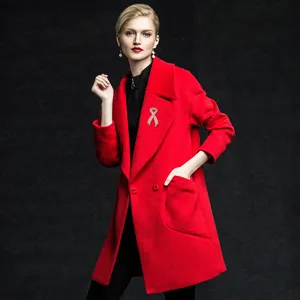 Zinc alloy pink ribbon brooch enamel lapel pin fashion jewelry accessory for women daily wear