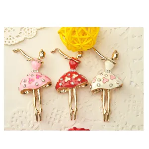 Elegant alloy rhinestone ballet dancer brooch pin set, fashion enamel lapel jewelry.