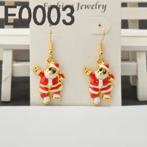 Christmas Santa Claus enamel alloy earrings holiday fashion jewelry cute festive gift for women