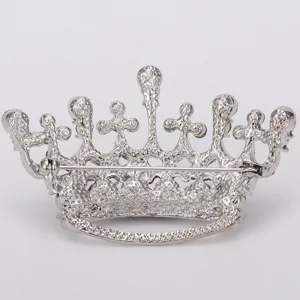 Silberne Strass Krone Brosche Koenigin Nadel Modische Kristall Schmuck Accessoire Ansicht