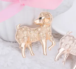 Gold alloy zodiac ram brooch, exquisite spiral textured animal lapel pin for men and women.