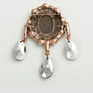 Broche vintage pompon cristal camée alliage bijou élégant accessoire pour femmes