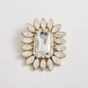 Elegant crystal rhinestone brooch luxury flower design fashion accessory for women