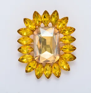 Stunning yellow crystal flower brooch elegant rhinestone lapel pin for women fashion jewelry