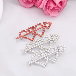Valentine's Day Arrow Through Double Heart Rhinestone Brooch Alloy Fashion Jewelry Pin Elegant Apparel Accessory For Women