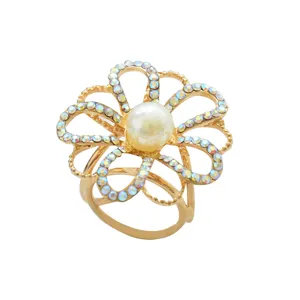 Zinc Alloy Scarf Ring Rhinestone Artificial Pearl Floral Scarf Buckle Clip Elegant Clothing Accessories Jewelry