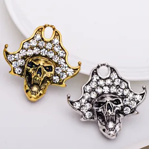 Skull rhinestone brooch alloy crystal punk gothic lapel pin Halloween jewelry accessory