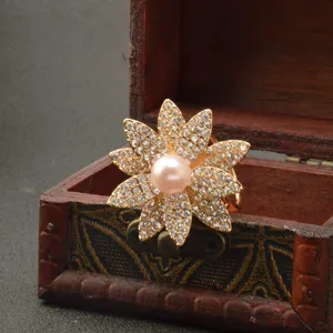 Anillo hebilla de bufanda perla estrás cristal flor accesorio de moda elegante regalo