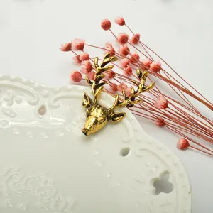 Vintage gold tone deer head brooch pin, elegant Christmas animal lapel jewelry for women