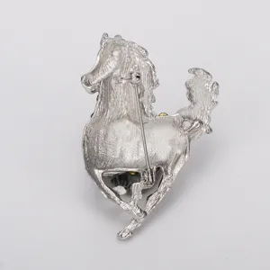 Zodiac horse brooch alloy rhinestone fashion jewelry back view accessory pin clasp