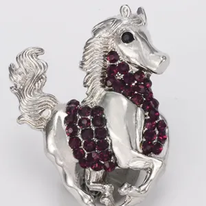 Main product view of a stunning silver alloy rhinestone horse brooch, elegant animal corsage pin