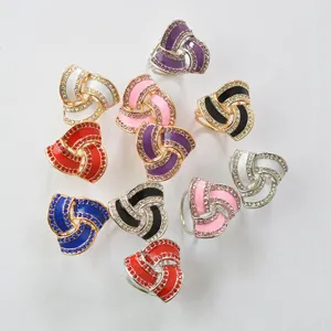 Zinc alloy rhinestone scarf ring triple loop brooch multi-color wholesale fashion accessory
