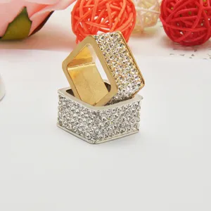 Quadratischer Strass Schalring, Legierung Kristall Tuch Schnalle elegante Damen Accessoires