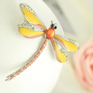 Dragonfly brooch pin enamel rhinestone crystal cute insect fashion clothes apparel jewelry accessory