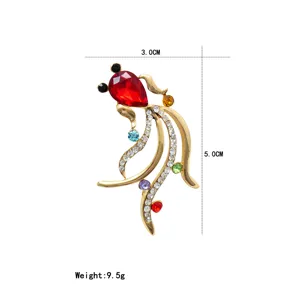 Detailed view of the rhinestone goldfish brooch, featuring elegant crystal animal pin design.