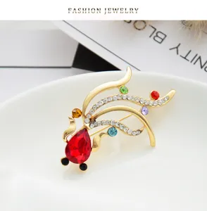 Gold plated crystal rhinestone goldfish brooch pin cute animal fashion jewelry detail view