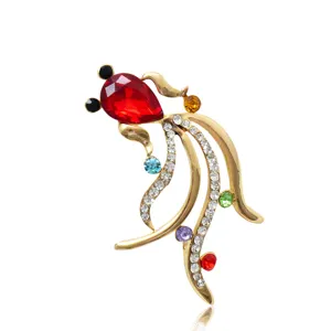 Goldfish Brooch Rhinestone Crystal Animal Pin Cute Fashion Apparel Accessory Jewelry Gift
