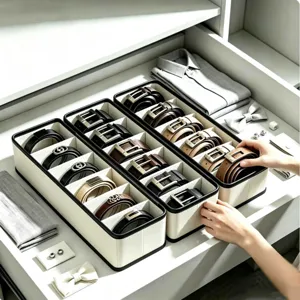 Scatola di Immagazzinaggio Pieghevole per Cassetto Organizzatore a Griglie Multiple per Cintura Calzini e Intianteria Contenitore per Armadio