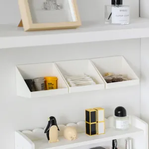 Scatola Portaoggetti in Plastica a Parete per Bagno Lavabo Organizer per Varie Scaffale Senza Punzonatura
