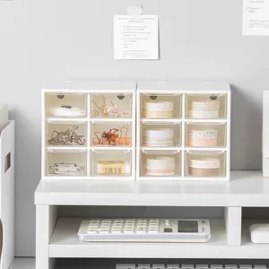 Organizer da Scrivania con 6 Cassetti Trasparenti Scatola Portastoggetti Cancelleria