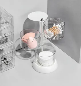 Organizzatore di trucco in acrilico rotante scatola di immagazzinaggio cosmetico trasparente