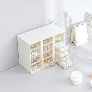 Desktop Plastic Lade Opbergdoos Multi-Grid Kantoor Schreiwaren Diversen Organizer Draagbare Kleine Cosmetische Doos Wit