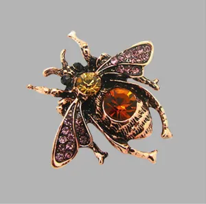 Vintage rhinestone bee brooch crystal insect pin elegant retro costume jewelry for women gifts
