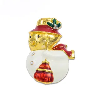 Weihnachten Schneemann Brosche Legierung Strass Emailliert Süß Cartoon Anstecknadel Festlich Winter Kleidung Zubehör Schmuck
