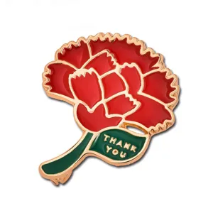 Women's Elegant Carnation Brooch Red Enamel Flower Pin Fashion Alloy Clothing Accessories For Mother's Day Gift