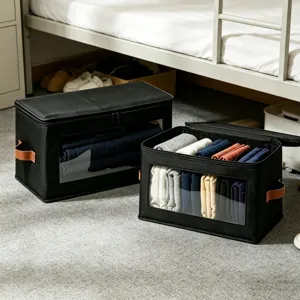 Opvouwbare Stoffen Kleding Opbergdoos Met Transparant Venster Grote Capaciteit Stofdichte Organizer Voor Slaapkamer Kledingkast