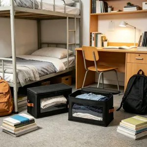Opvouwbare opbergdoos met doorzichtig venster grote capaciteit stoffen kledingorganizer kast