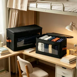 Opvouwbare stoffen kleding opbergdoos met doorzichtig venster grote capaciteit organisator.