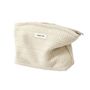 Chevron woven makeup bag portable cosmetic pouch cute storage bag for travel and dorm use