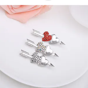 Crystal rhinestone heart arrow brooch fashion lapel pin lovely jewelry gift set for women