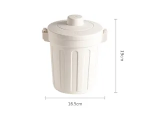 Piccola pattumiera da scrivania in plastica con coperchio, mini contenitore per camera da letto.