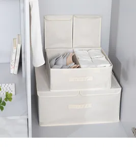 Scatola portaoggetti in tessuto Oxford con doppio coperchio organizer pieghevole armadio