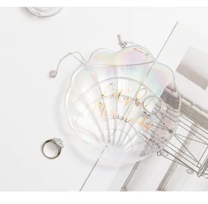 Creative iridescent glass shell jewelry tray Nordic trinket storage dish for rings and earrings