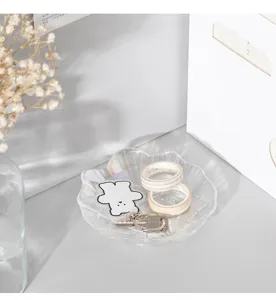 Creative glass shell iridescent jewelry tray Nordic style small trinket storage dish for rings
