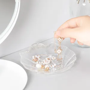 Creative glass shell jewelry tray Nordic style iridescent small dish for rings earrings storage