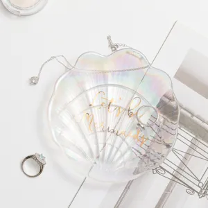 Creative iridescent glass shell jewelry tray Nordic trinket storage dish for rings earrings