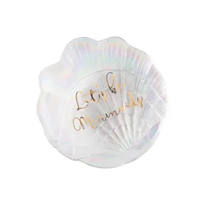 Iridescent glass shell jewelry tray, Nordic style small dish for ring earrings and photography props.