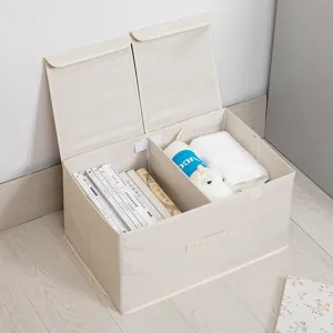 Grande scatola portaoggetti in tessuto Oxford con doppio coperchio, organizer pieghevole.