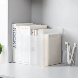 Transparent Plastic Book Storage Box Foldable Desktop Organizer Bin For Classroom Students Book Shelf Sundries Storage