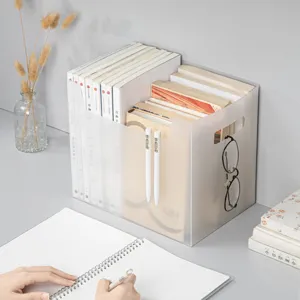 Clear Plastic Book Storage Box Desktop Organizer Container for School Books & Toys