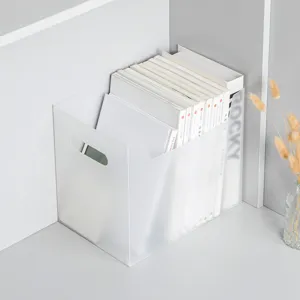 Transparent plastic book storage box desktop organizer container for home school desk office