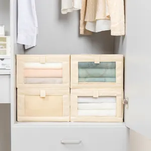 Scatola Portaoggetti in Tessuto Pieghevole Organizer per Armadio per Vestiti Intimo Pantaloni Contenitore a Scomparti per Casa